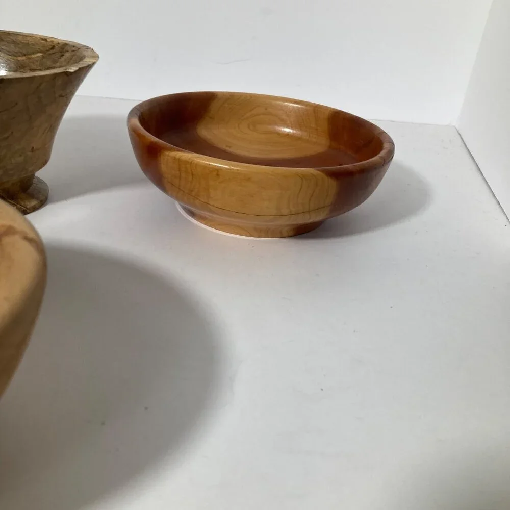 3 Handmade Wood Bowls Spalted Sugarberry Cedar Maple 5 -‎ 6